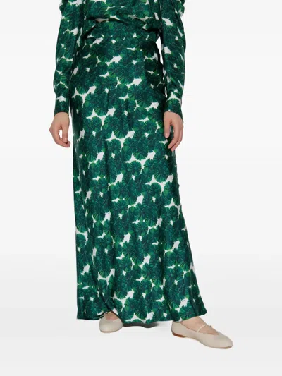 Max Mara Womens Emerald Recital Floral-print Silk Maxi Skirt In Green