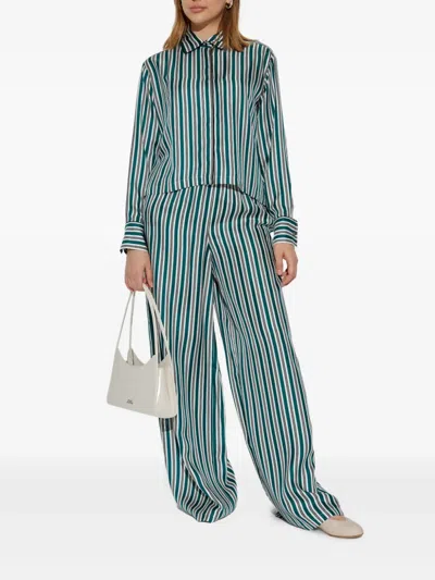 Max Mara Brama Stripe Crop Silk Button-up Shirt In Multi