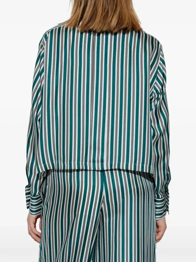 Max Mara Brama Stripe Crop Silk Button-up Shirt In Multi