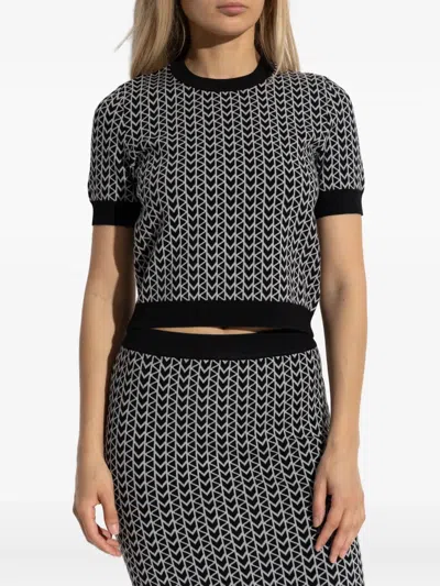 Michael Michael Kors Monogram-pattern Top In Black