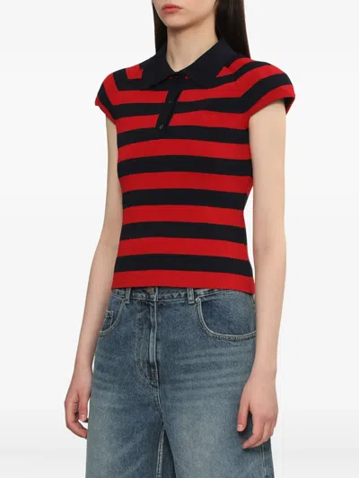Juunj Striped Polo Shirt In Red