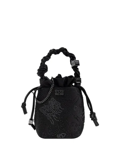 Ganni Bou Braided-handle Crystal-embellished Bucket Bag