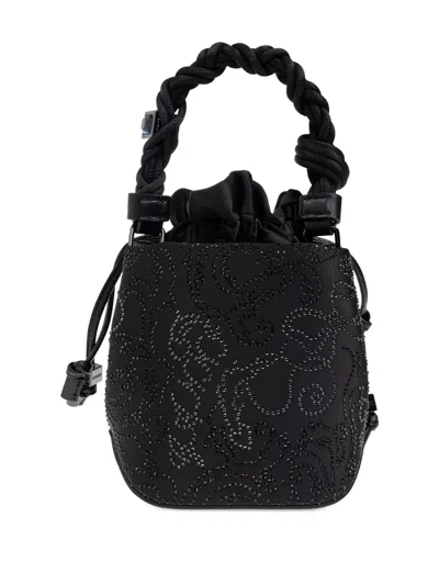 Ganni Bou Braided-handle Crystal-embellished Bucket Bag