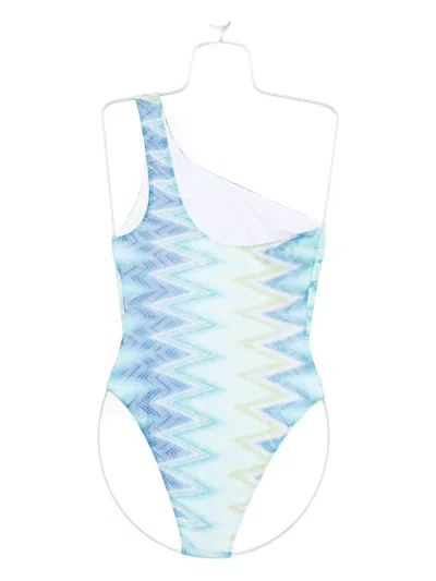 Missoni One-shoulder Swimsuit In Blue