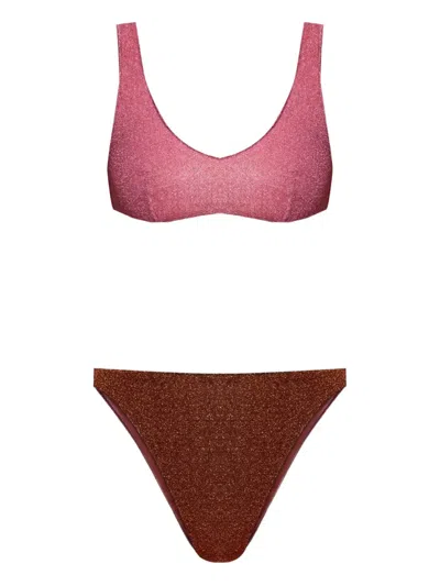 Oseree Glitter-detail Two-tone Bikini In Multi