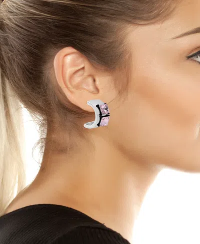 Steve Madden Faux Stone Punk Romance Stone Hoop Earrings