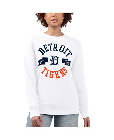 G-iii 4her By Carl Banks Women'sâ White Detroit Tigers Team Logo Fleece Pullover Sweatshirt In White
