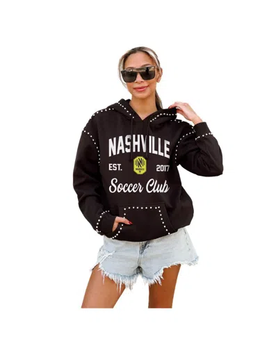 Gameday Couture Women's Black Nashville Sc Catch The Vibe Studded Pullover Hoodie In Black