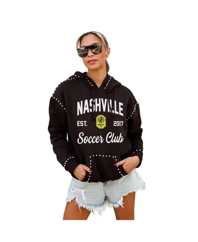 Gameday Couture Women's Black Nashville Sc Catch The Vibe Studded Pullover Hoodie In Black