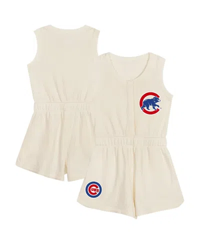 Outerstuff Girls Preschool Cream Chicago Cubs Girl Power Tank Romper In Neutral