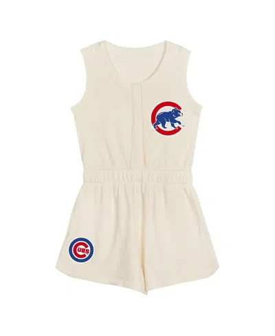 Outerstuff Girls Preschool Cream Chicago Cubs Girl Power Tank Romper In Neutral