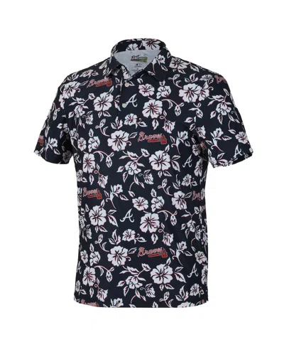 Reyn Spooner Men'sâ Navy Atlanta Braves Pua Performance Polo Shirt In Black