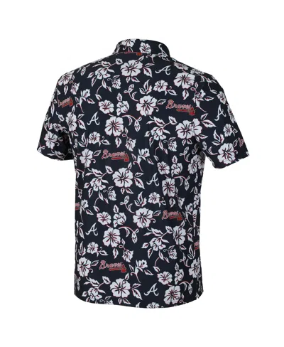 Reyn Spooner Men'sâ Navy Atlanta Braves Pua Performance Polo Shirt In Black