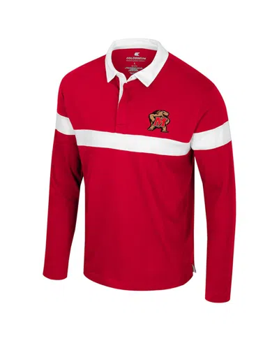 Colosseum Men's Red Maryland Terrapins Too Cool For School Long Sleeve Polo Shirt