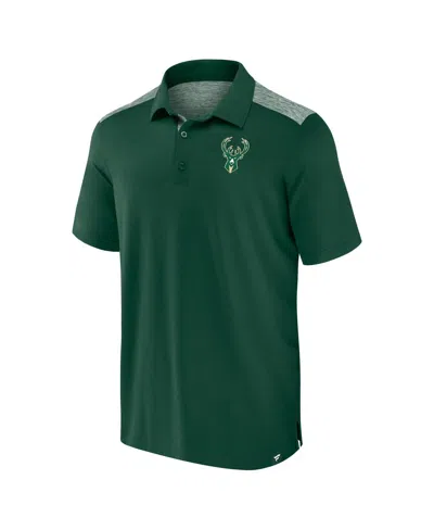 Fanatics Men's Hunter Green Milwaukee Bucks Iconic Brushed Blocked Polo Shirt In Green