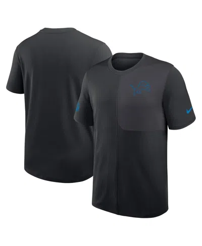 Nike Men's Black Detroit Lions Sideline Uv Performance Coach T-shirt In Black