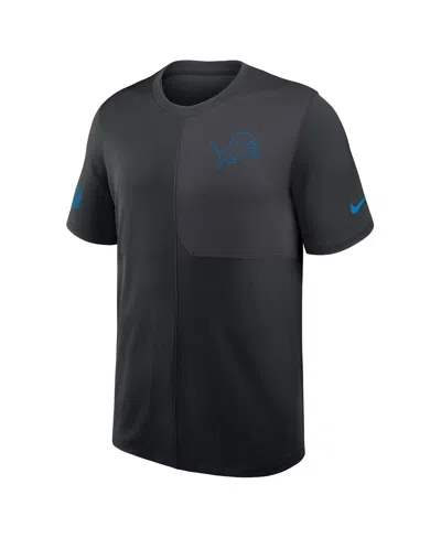 Nike Men's Black Detroit Lions Sideline Uv Performance Coach T-shirt In Black