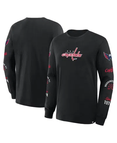 Fanatics Men's Black Washington Capitals Boxed In Legacy Long Sleeve T-shirt In Black