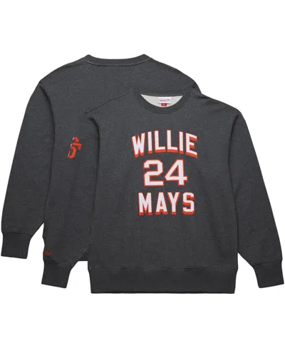 Mitchell & Ness Men's Willie Mays Heather Charcoal San Francisco Giants Legends Collection Vintage Logo Name Number  In Black