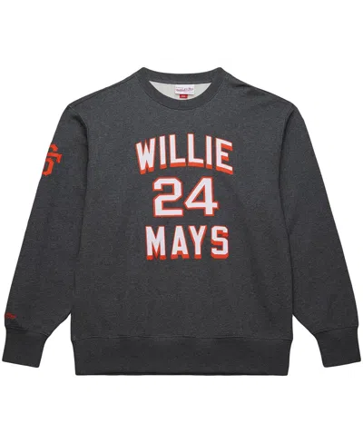 Mitchell & Ness Men's Willie Mays Heather Charcoal San Francisco Giants Legends Collection Vintage Logo Name Number  In Black