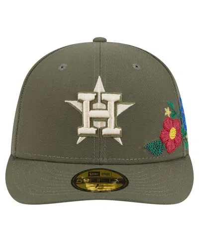 New Era Men's Olive Houston Astros Tonal Florals 59fifty Fitted Hat