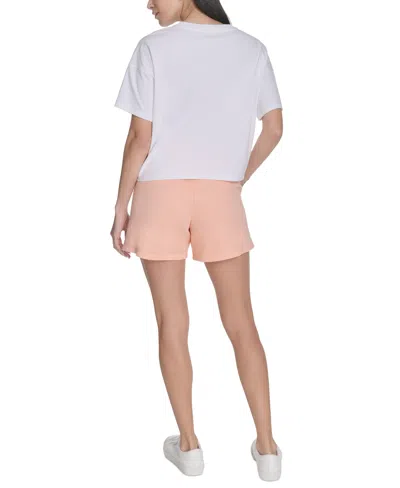 Calvin Klein Performance Women's Cotton Puff-logo Cropped T-shirt In White