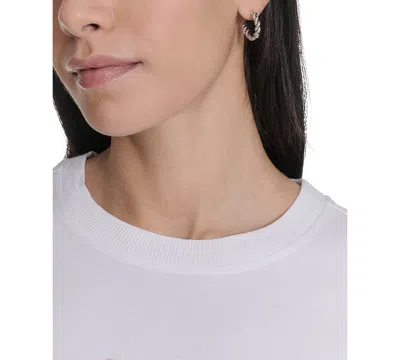 Calvin Klein Performance Women's Cotton Puff-logo Cropped T-shirt In White