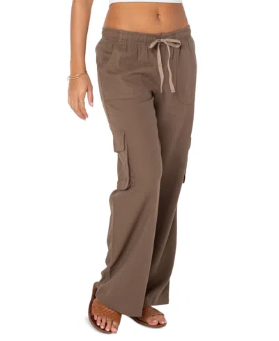 Roxy Juniors' Lagoon Tie-waist Pull-on Cargo Pants In Brown
