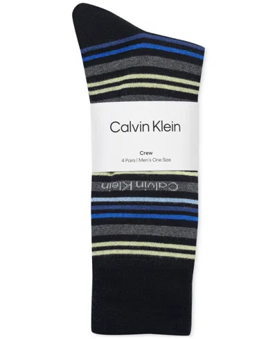 Calvin Klein Combed Cotton Blend Dress Crew Socks, Pack Of 4 In Multi