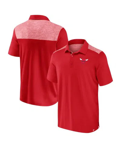 Fanatics Men's Red Chicago Bulls Iconic Brushed Blocked Polo Shirt In Red