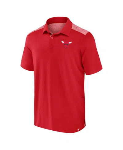 Fanatics Men's Red Chicago Bulls Iconic Brushed Blocked Polo Shirt In Red