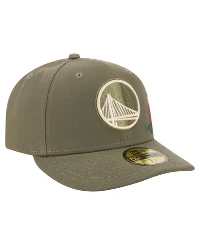New Era Men's Olive Golden State Warriors Tonal Florals 59fifty Fitted Hat
