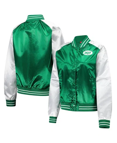 Mitchell & Ness Women's Green New York Jets Team 2.0 Satin Raglan Full-snap Jacket In Multi