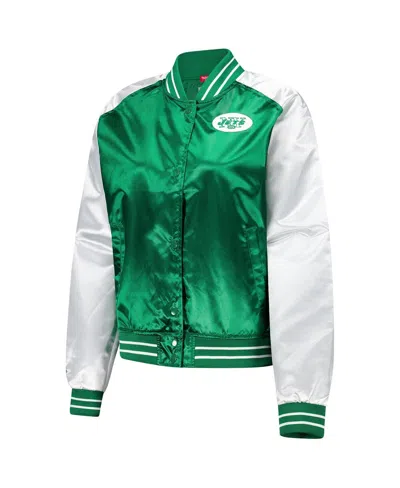 Mitchell & Ness Women's Green New York Jets Team 2.0 Satin Raglan Full-snap Jacket In Multi