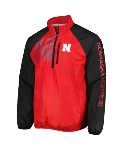 G-iii Sports By Carl Banks Men's Scarlet/black Nebraska Huskers Point Guard Raglan Half-zip Jacket In Red