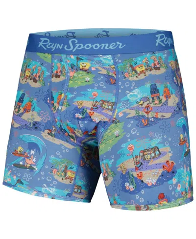 Reyn Spooner Men's Blue Spongebob Squarepants Aloha From Bikini Bottom Boxer Briefs In Multi