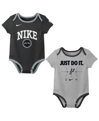 Nike Newborn Black/grayâ San Antonio Spurs Just Do It 2-pack Bodysuit Set In Neutral