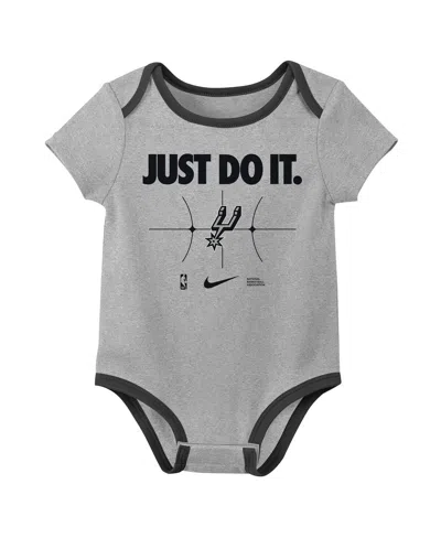 Nike Newborn Black/grayâ San Antonio Spurs Just Do It 2-pack Bodysuit Set In Neutral