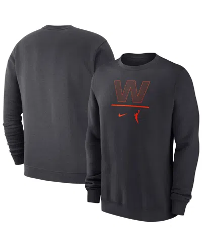 Nike Men's Anthracite Wnba Logo Woman Club Fleece Pullover Sweatshirt In Black