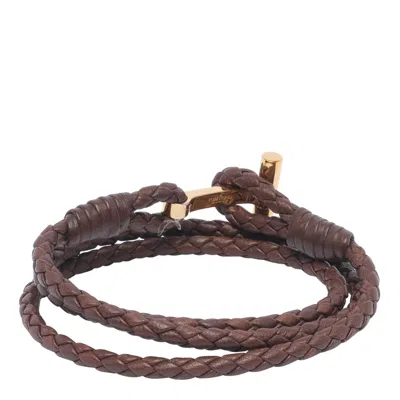 Tom Ford Men Leather T Bracelet In Brown