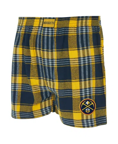 Concepts Sport Men's Navy Denver Nuggets Region Flannel Boxer Shorts In Multi