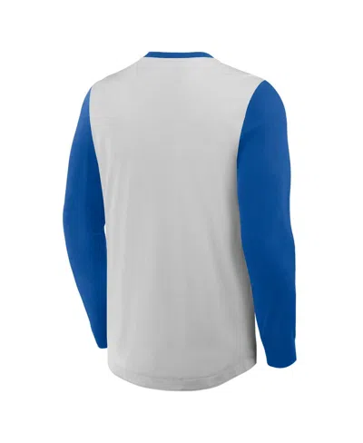 Fanatics Men's Gray/royal Chicago Cubs Clubhouse Long Sleeve Henley Shirt In Blue