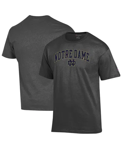 Champion Men's Heather Charcoal Notre Dame Fighting Irish Arched Logo T-shirt In Black
