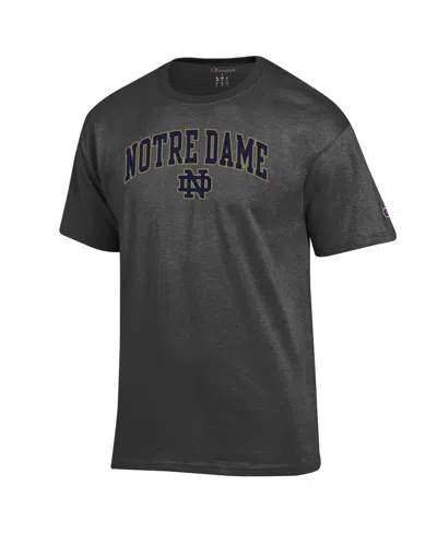 Champion Men's Heather Charcoal Notre Dame Fighting Irish Arched Logo T-shirt In Black