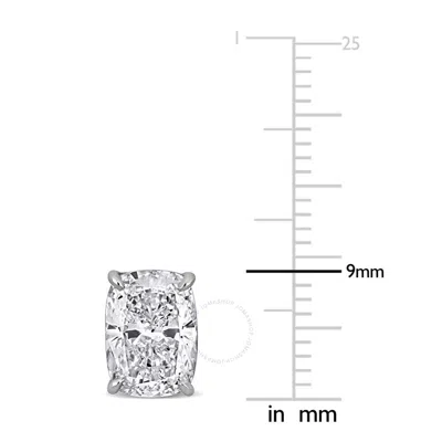 Created Forever 4ct Tw Cushion-cut Lab-grown Diamond Solitaire Stud Earrings In 14k White Gold
