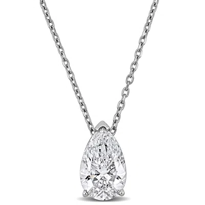 Created Forever 2ct Tw Pear Shape Lab Grown Diamond Solitaire Pendant With Chain In 14k White Gold (