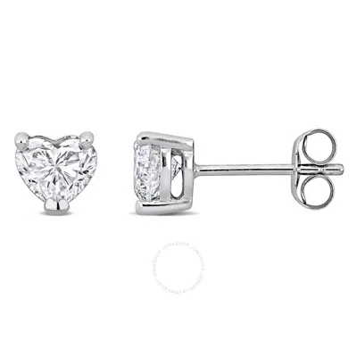 Created Forever 1ct Tw Heart-cut Lab-grown Diamond Stud Earrings In 14k White Gold