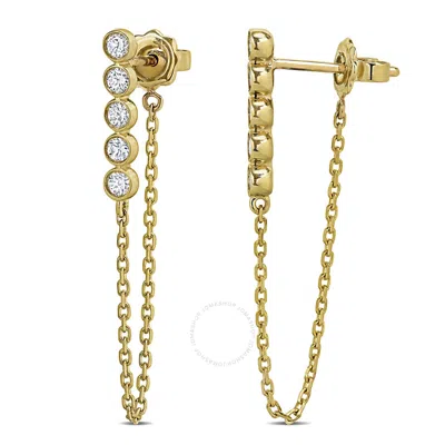 Created Forever 1/3ct Tw Lab-grown Diamond Drop Chain Earrings In 14k Yellow Gold