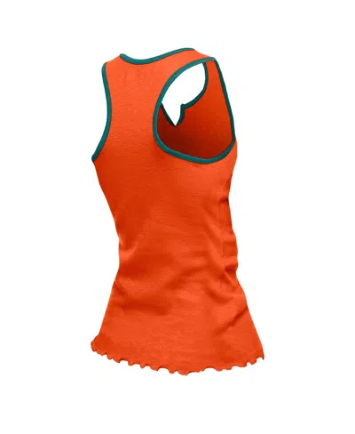 New Era Women's Orange Miami Dolphins Lettuce Hem Notch Neck Tri-blend Tank Top In Orange