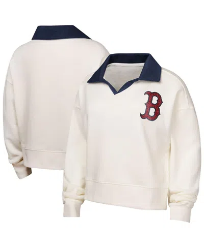 Outerstuff Girls Youth White Boston Red Sox Ballpark Hit Collared V-neck Pullover Sweatshirt In White